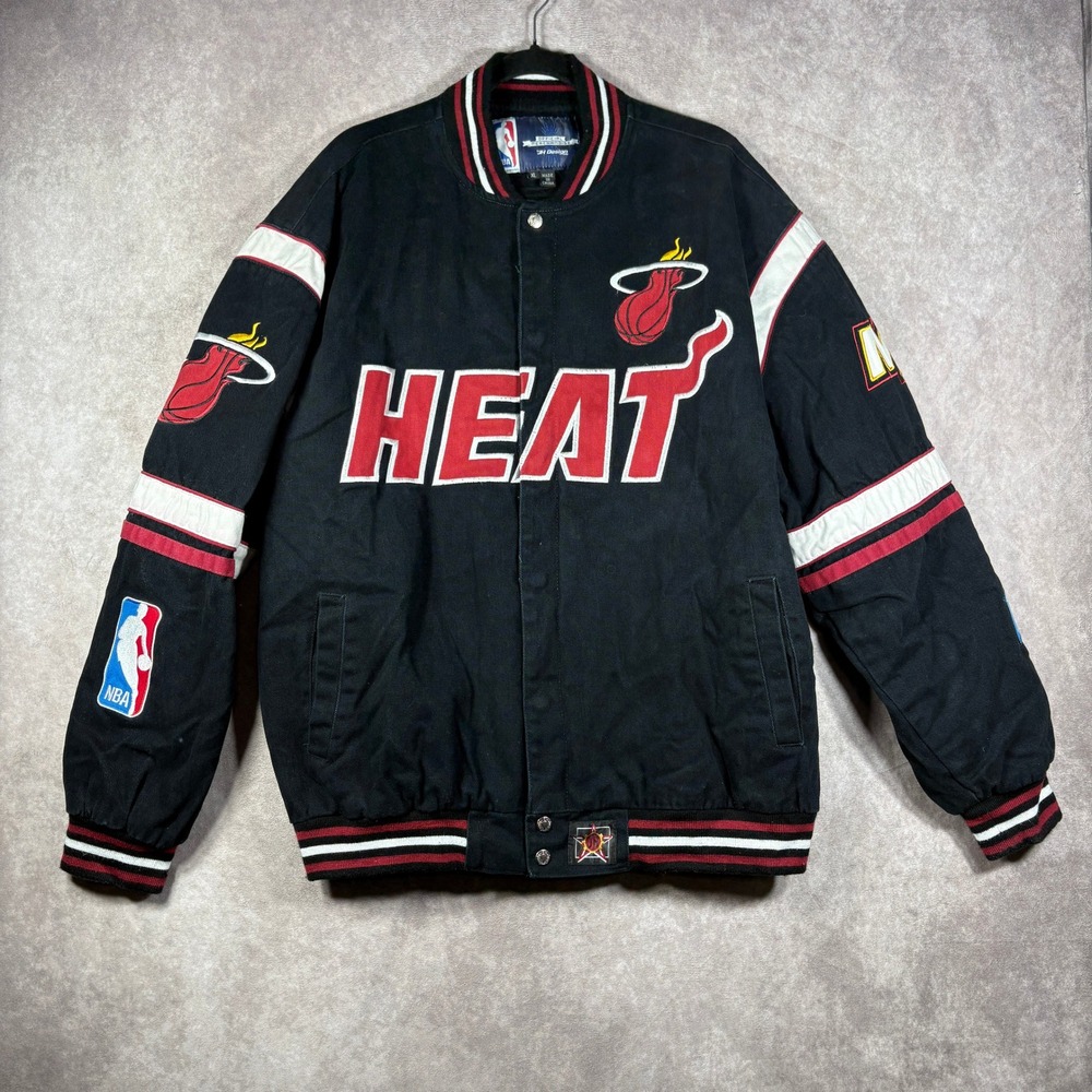 Miami Heat JH Design Jacket Mens XL Black NBA Varsity Bomber Twill Embroidered
